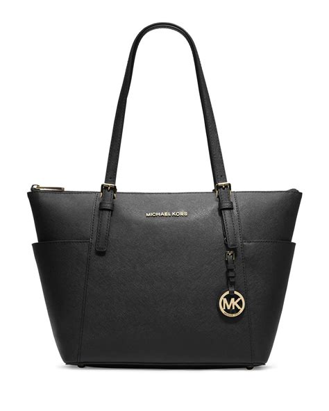 michael michael kors jet set top zip saffiano tote black|michael michael kors jet set saffiano top zip tote .